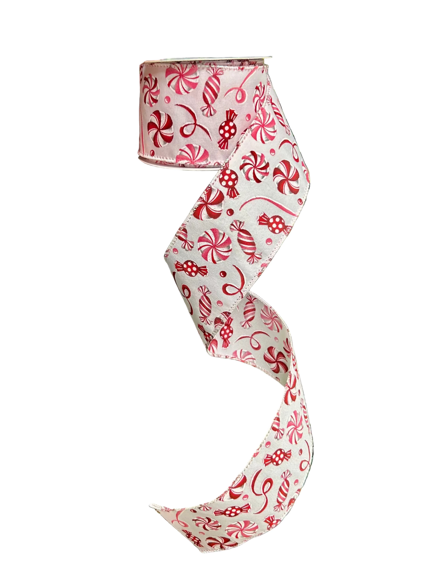 2.5 Inch By 10 Yard Pink And Red Christmas Candy Ribbon