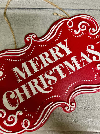 11.5 Inch Red And White Merry Christmas Sign