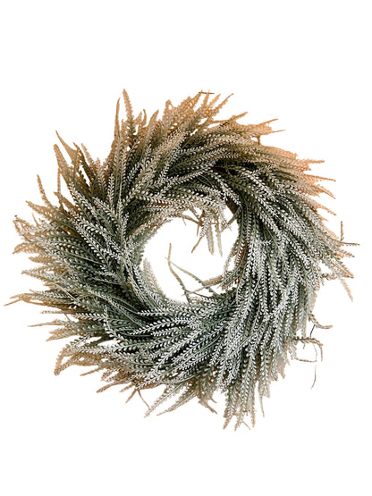 24 Inch Frosted White Round Bead Grass Wreath