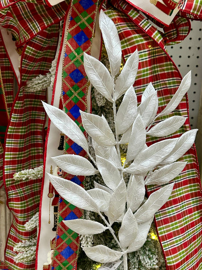 26.5 Inch White Mini Bay Leaf Spray
