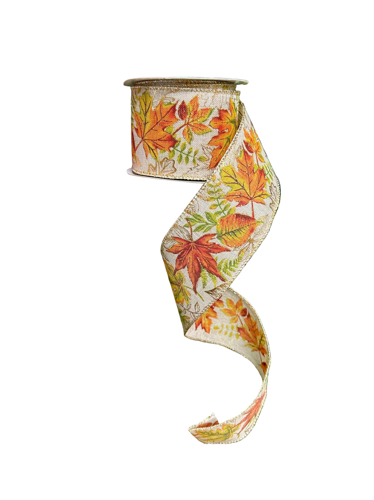 2.5 Inch By 10 Yard Glitter Fall Leaf Ribbon