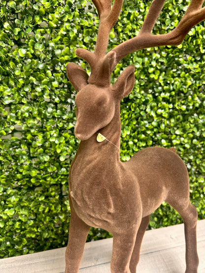 21 Inch Brown Flocked Deer Two Styles