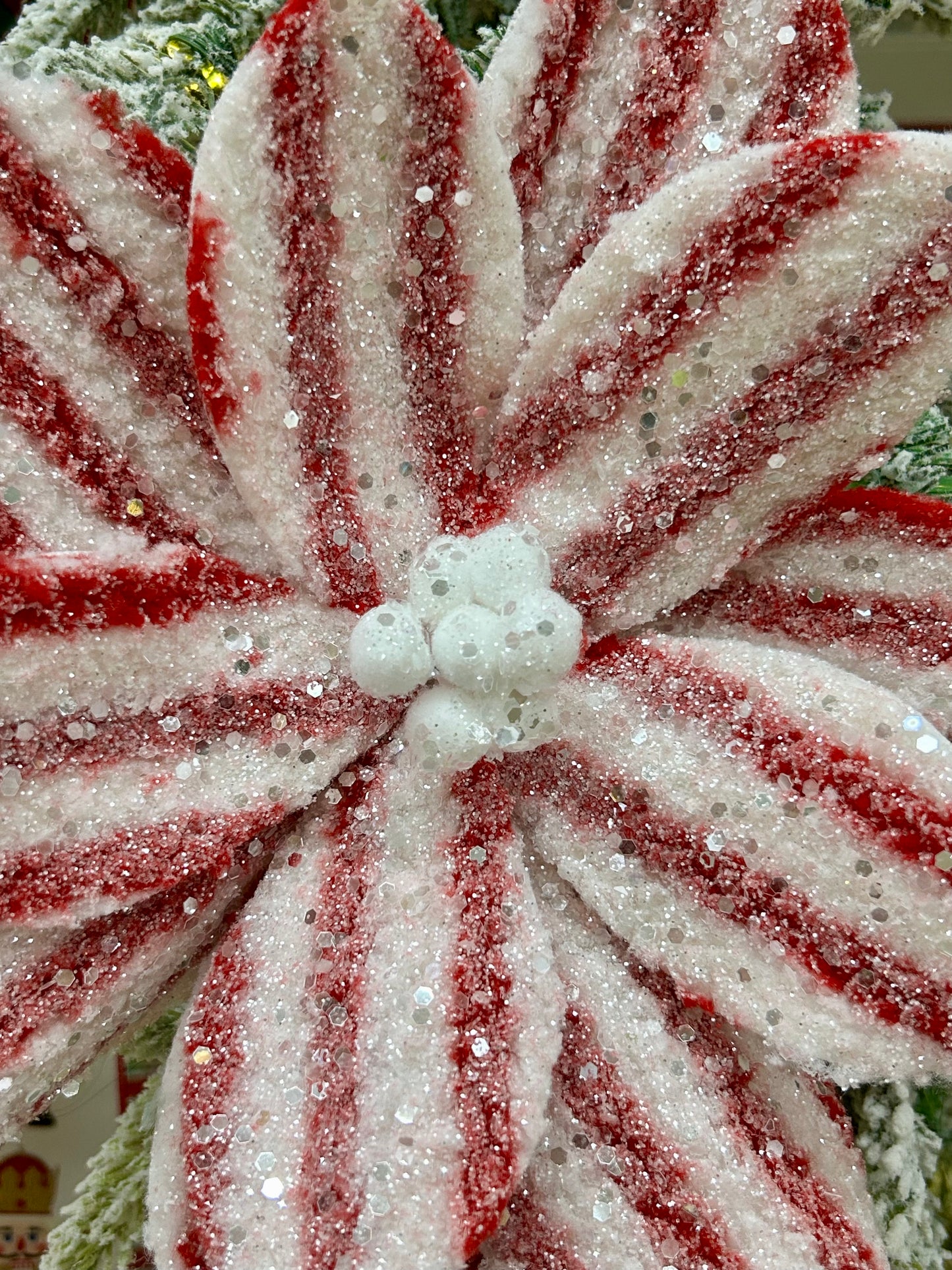 24.75 Inch Red And White Fleece Stripe Poinsettia