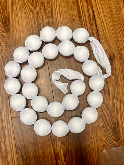 10 Foot White Christmas Fabric Ball Garland