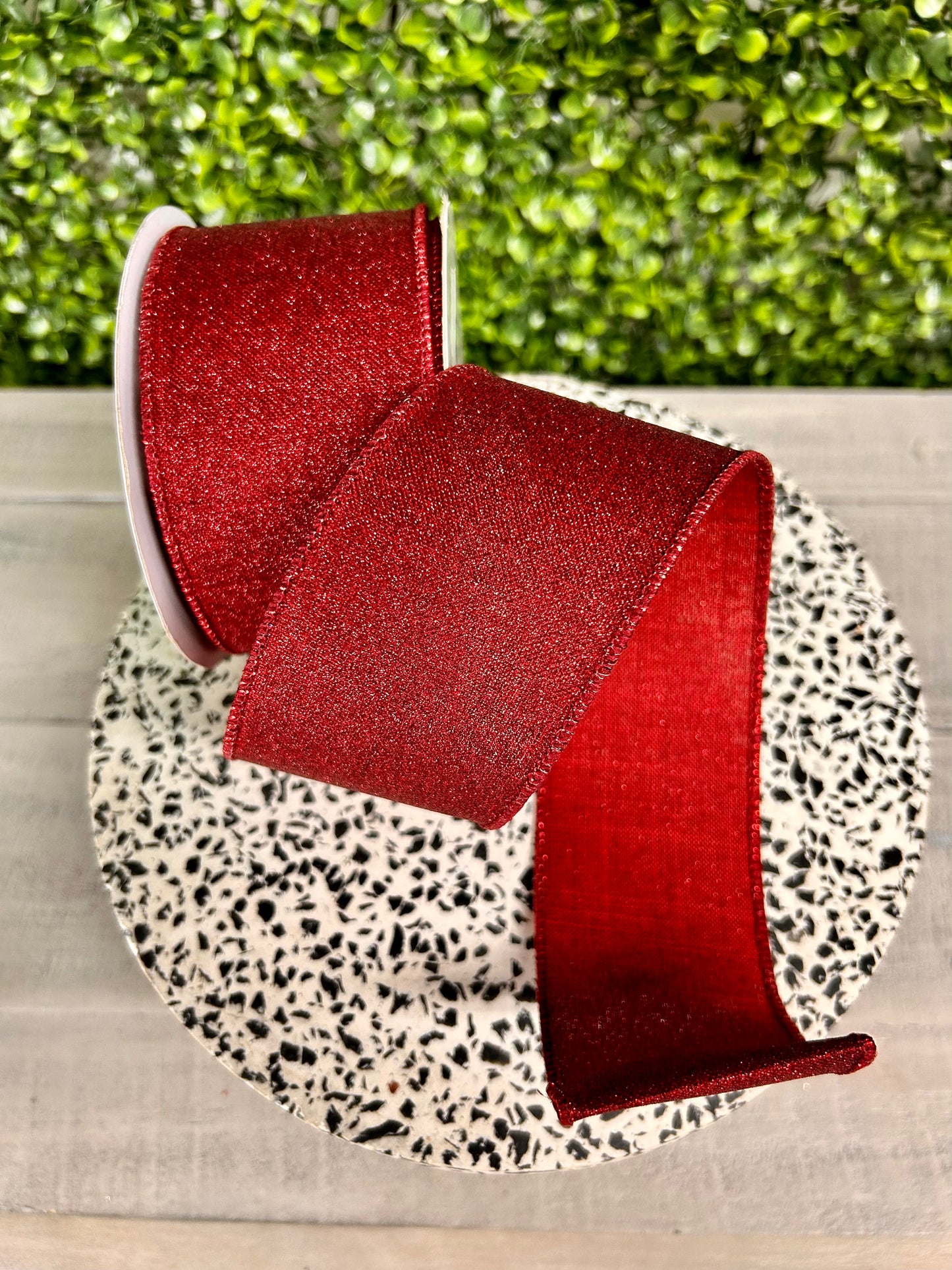 2.5 Inch By 10 Yard Burgundy Fine Glitter On Royal Ribbon