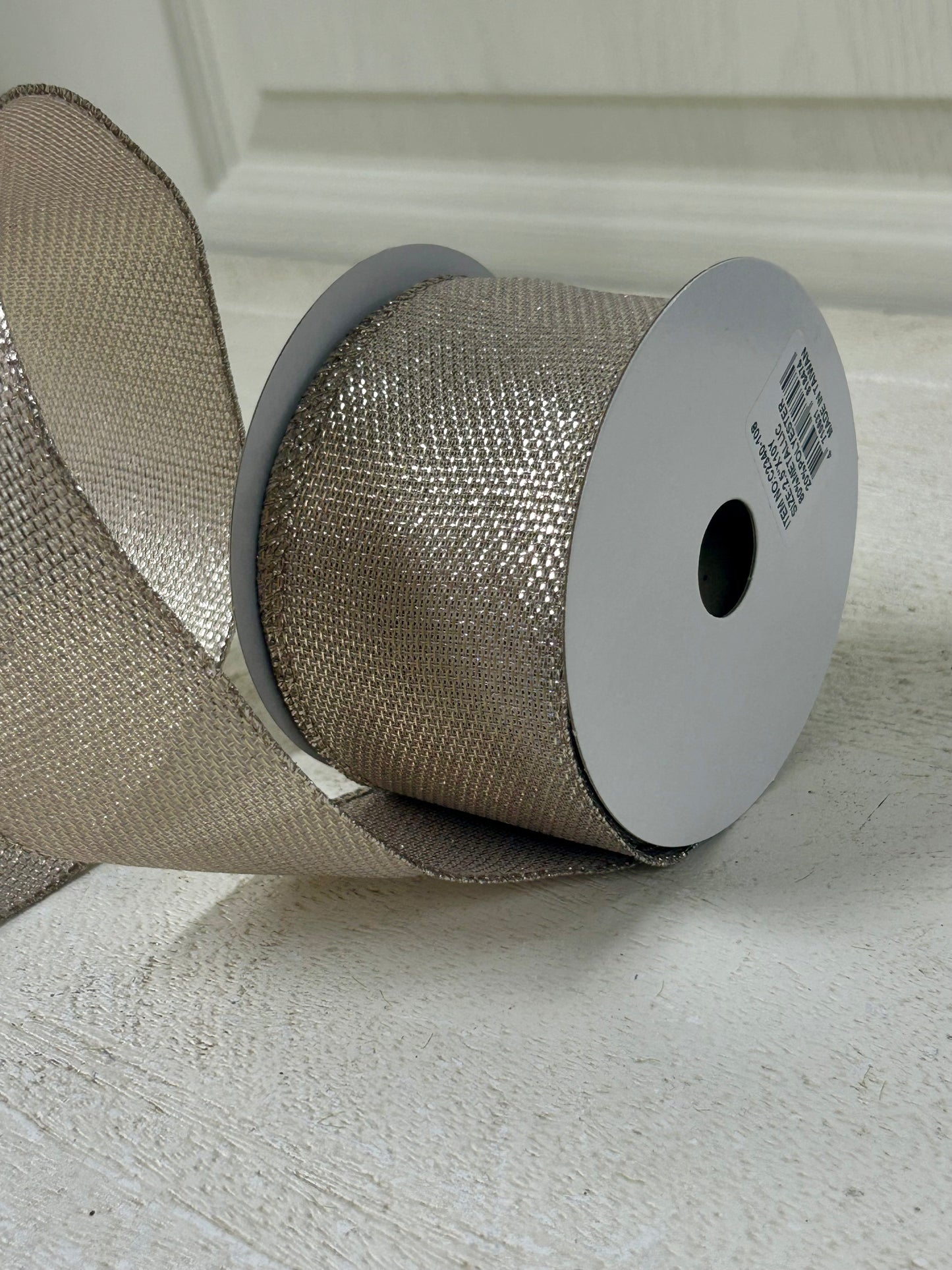 2.5 Inch By 10 Yard Champagne Metallic Ribbon