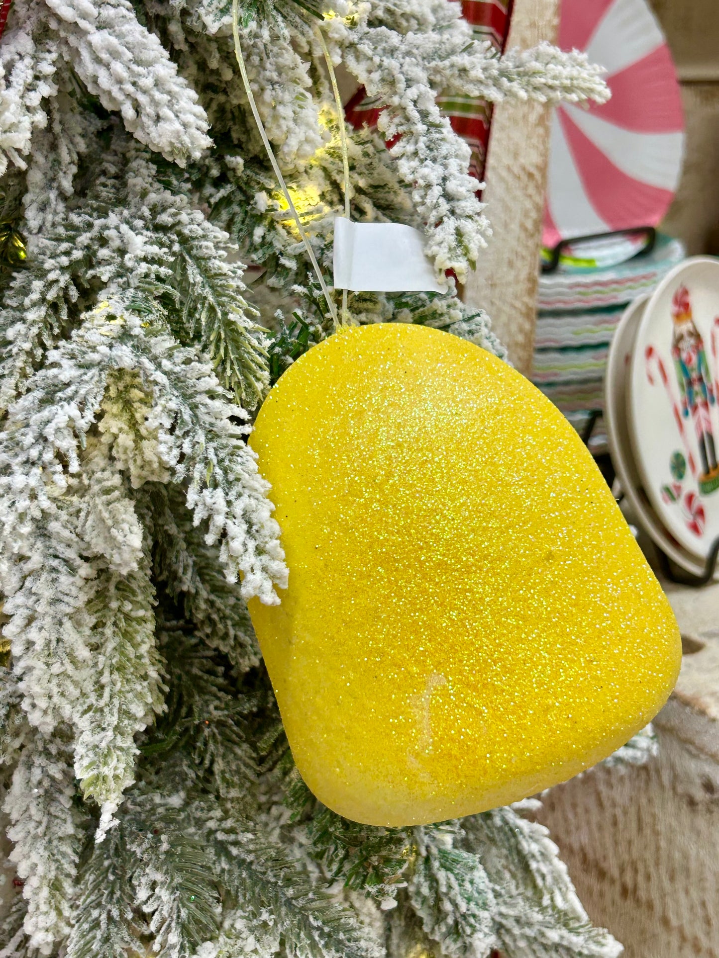 5 Inch Yellow Glitter Gumdrop Ornament
