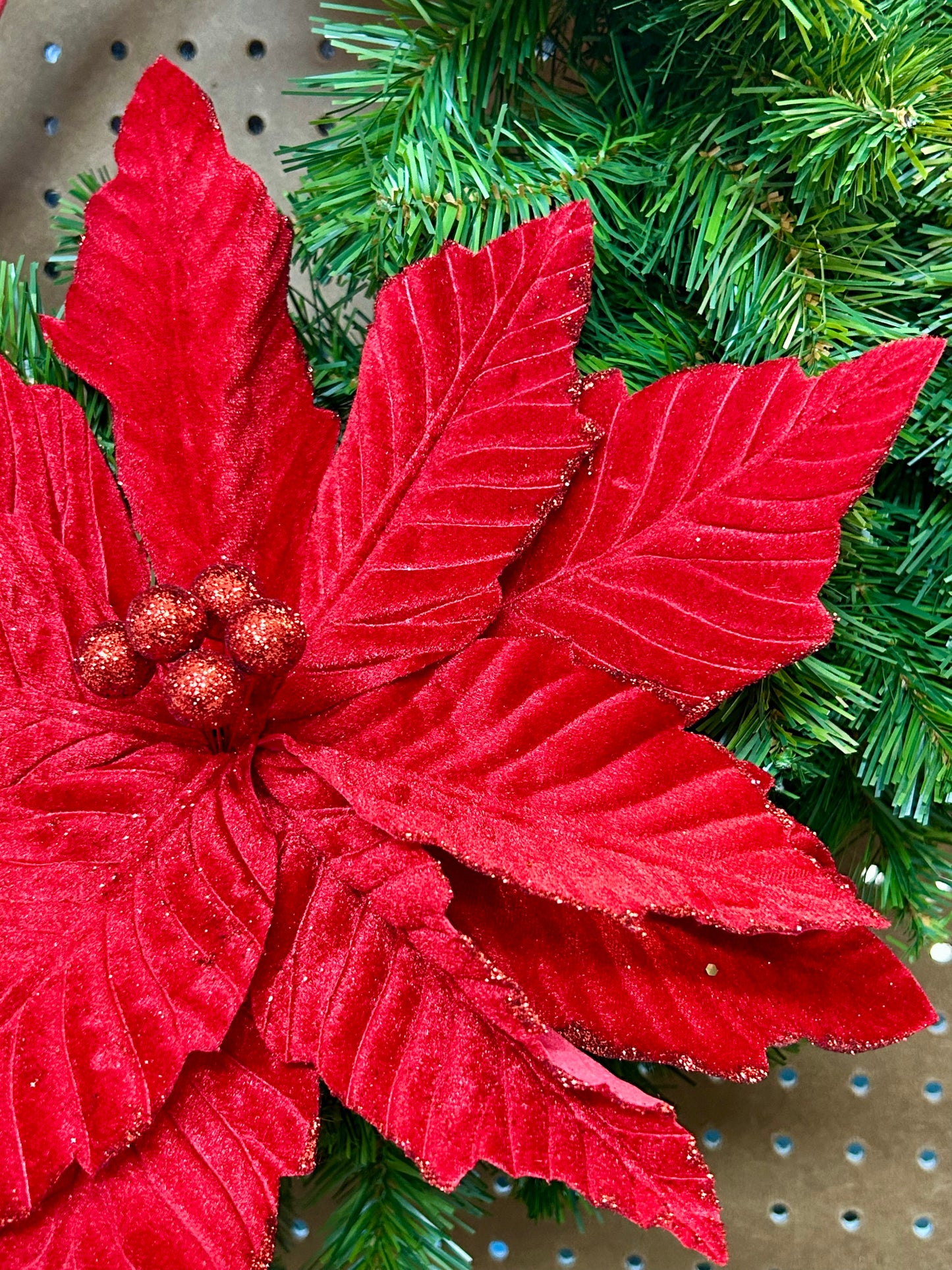 12.5 Inch Red Velvet Poinsettia