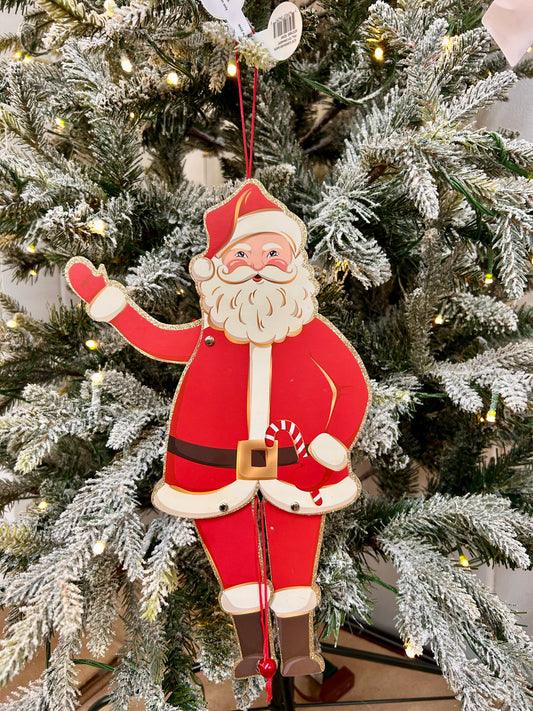 12.75 Inch Cardboard Santa Pull Toy Ornament