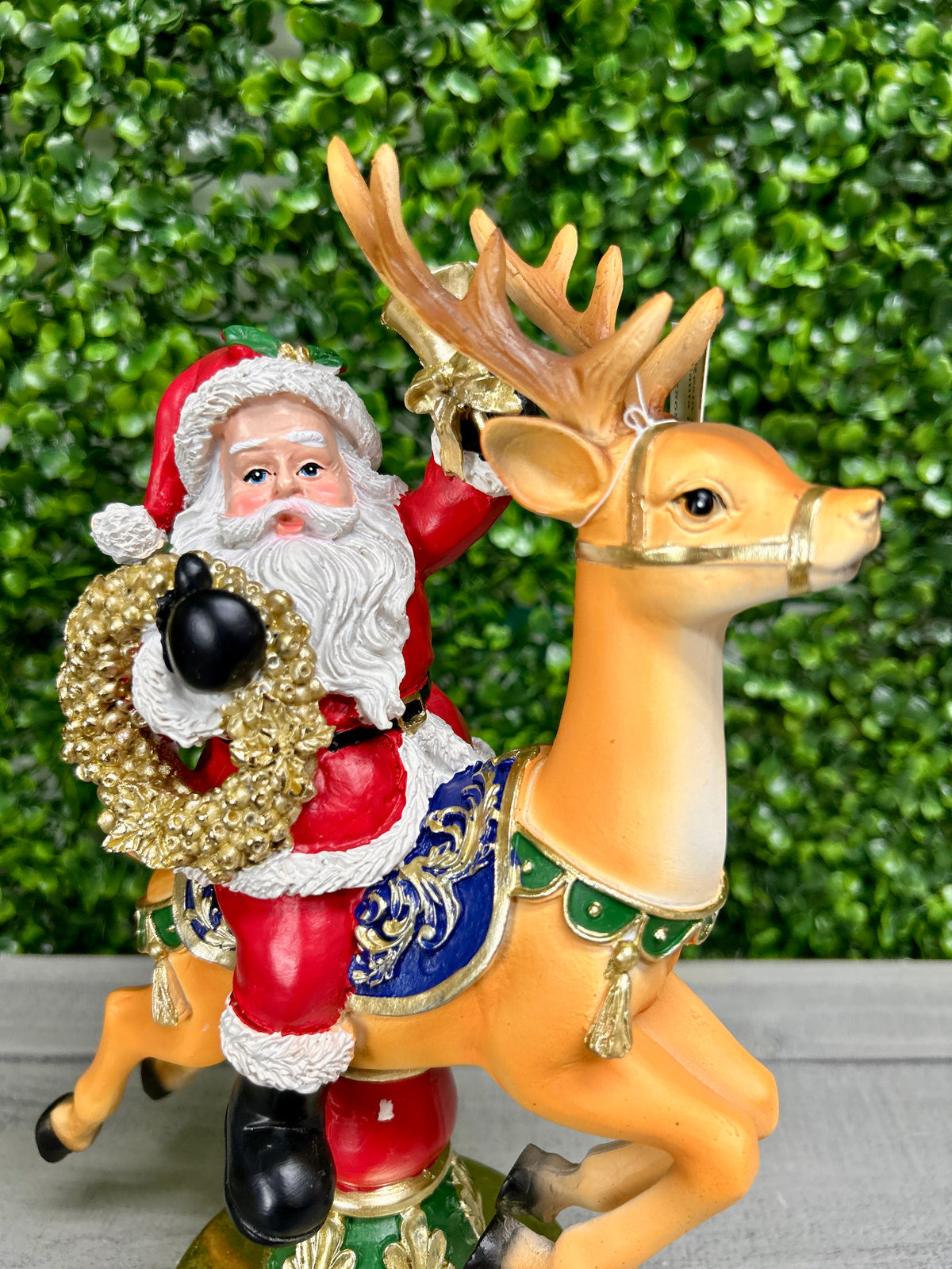 11 Inch Resin Holiday Santa Riding On Deer And Horse Two Styles