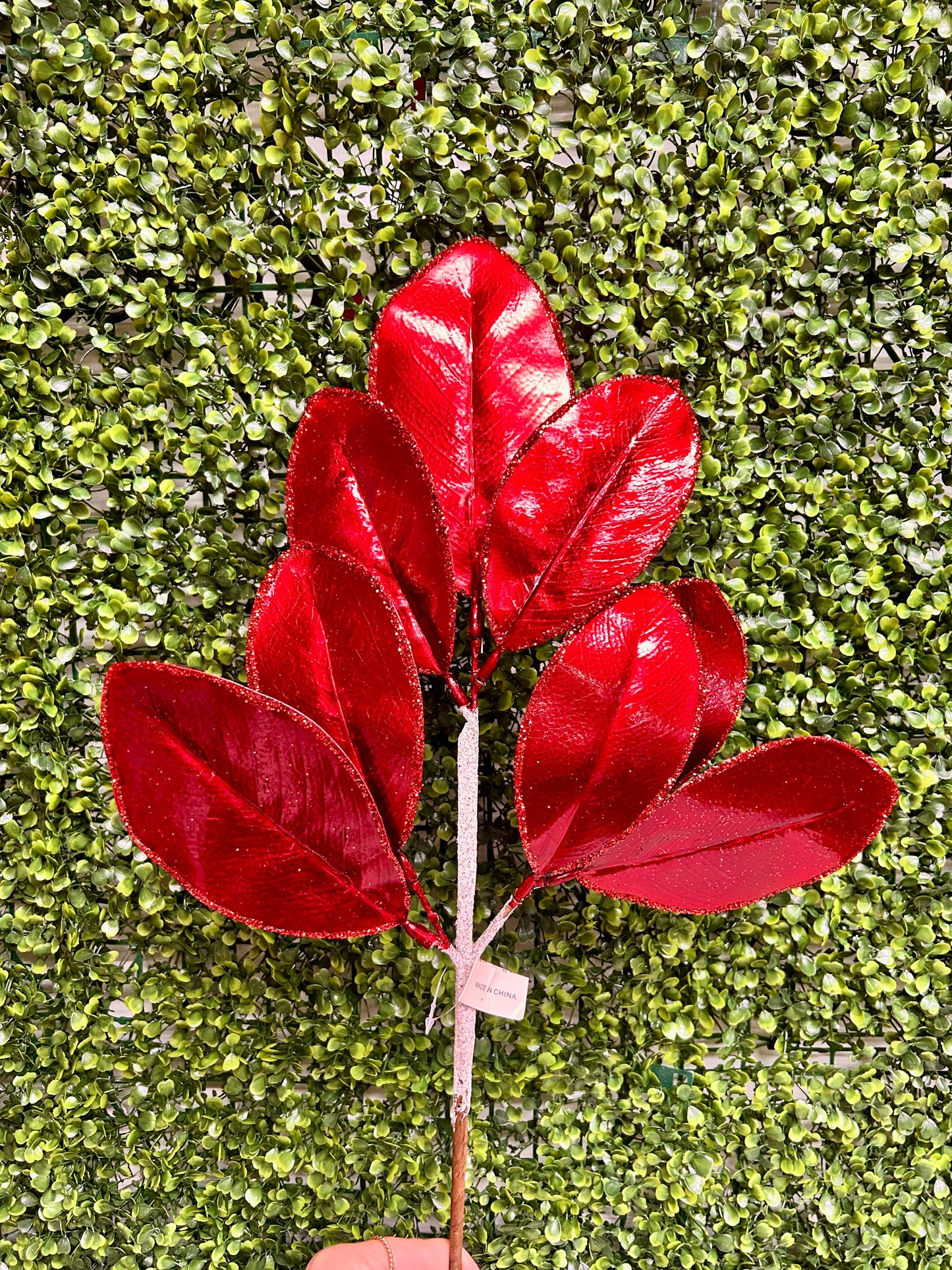 24 Inch Red Magnolia Leaf Spray
