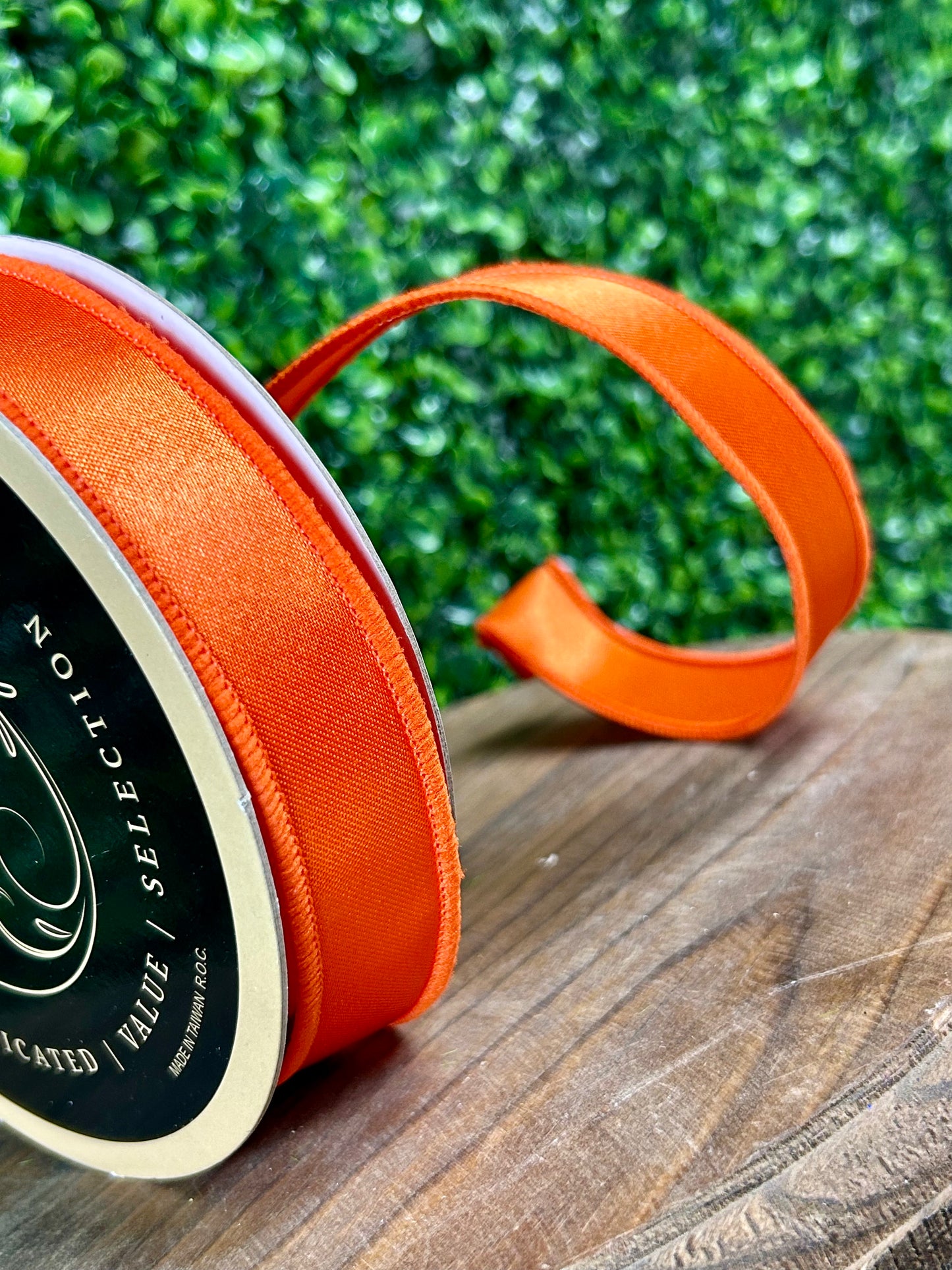 7/8 Inch By 10 Yard Orange Satin Fused Ribbon