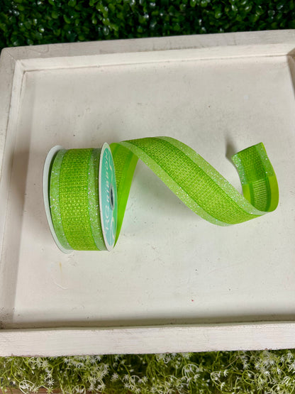 1.5 Inch By 10 Yard Green Iridescent Cross Royal Burlap Glitter Ribbon