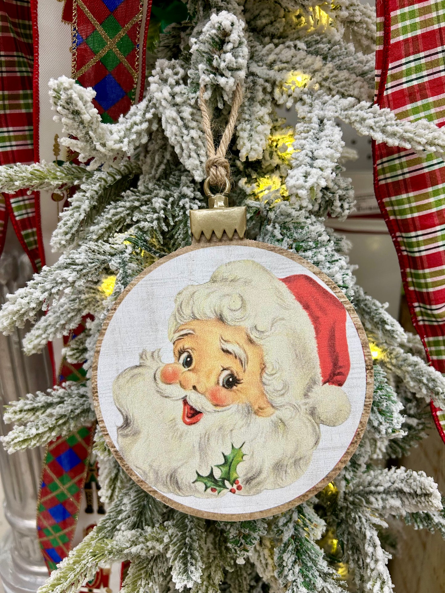 6.75 Inch Santa Face Ornament Two Styles