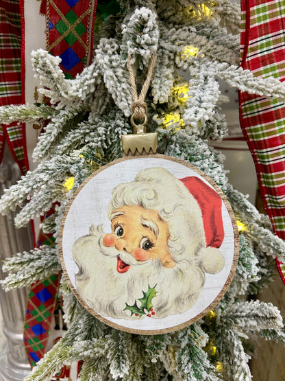 6.75 Inch Santa Face Ornament Two Styles