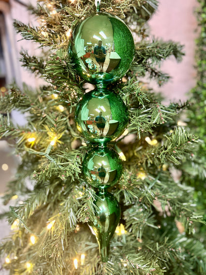 19.5 Inch Glass Green Shiny Finial Ornament