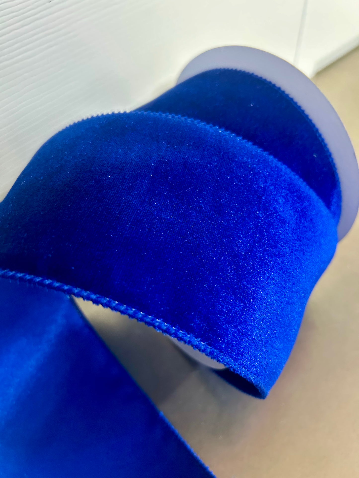 4 Inch By 10 Yard Royal Blue Deluxe Velvet With Satin Backing Ribbon