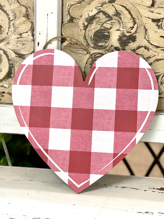 Red And White Check Heart Sign