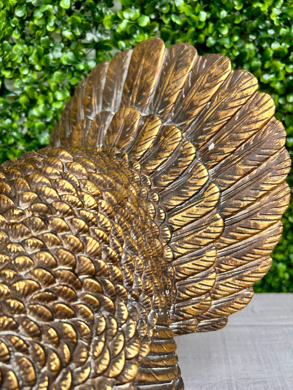 11.5 Inch Resin Antique Gold Turkey