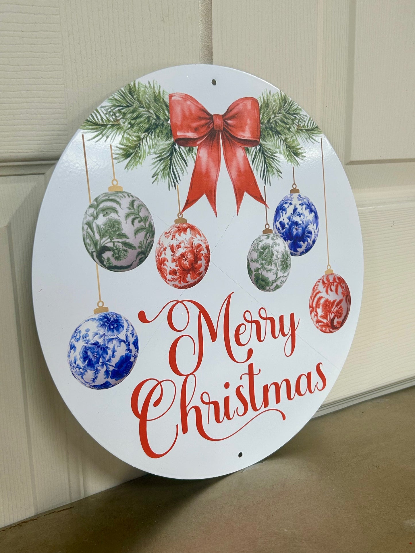 12 Inch Christmas Chinoiserie Ornament Sign