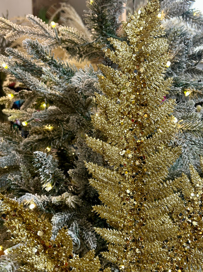 34 Inch Gold Jumbo Glitter Sequin Fern Spray
