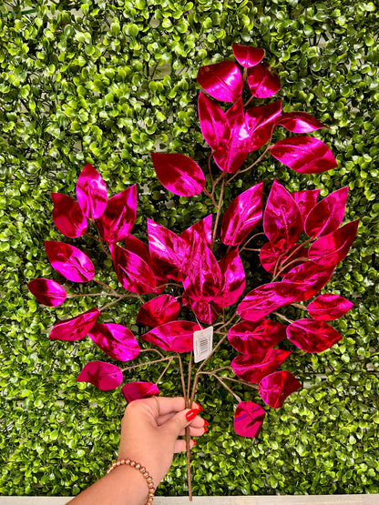 23 Inch Hot Pink Metallic Ficus Spray