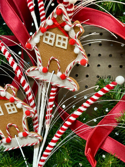 33 Inch Gingerbread House Chenille And Spike Spray