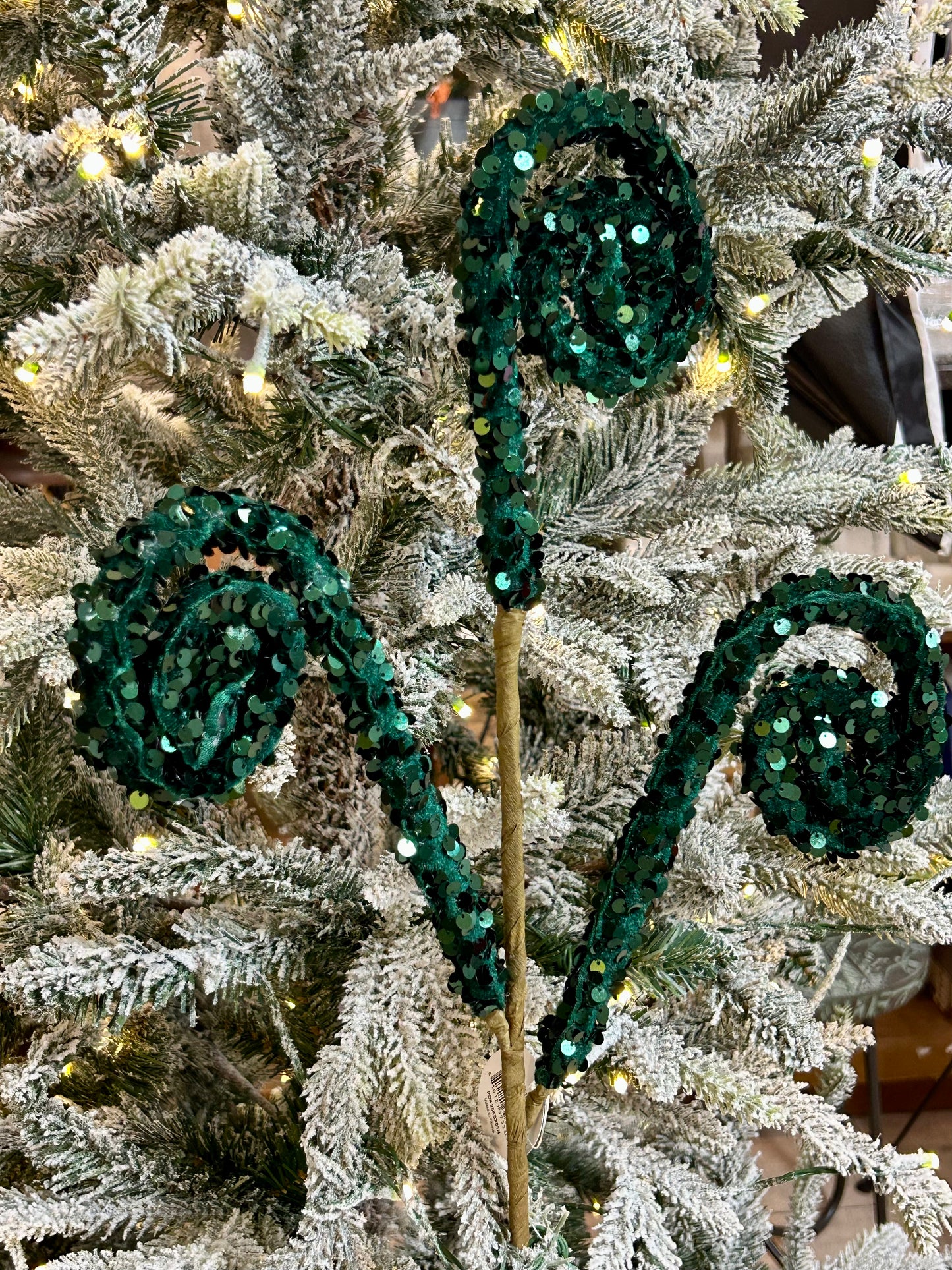 29 Inch Dark Green Velvet Sequin Curl Spray