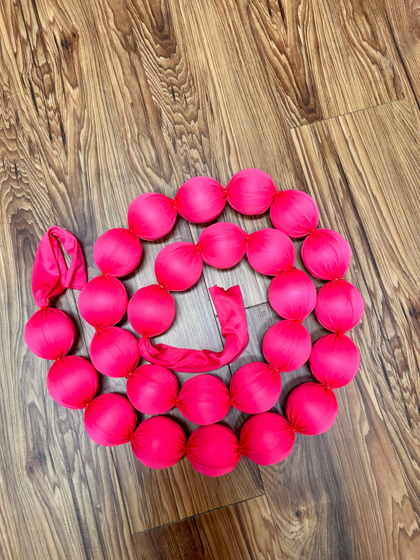 10 Foot Hot Pink Christmas Fabric Ball Garland