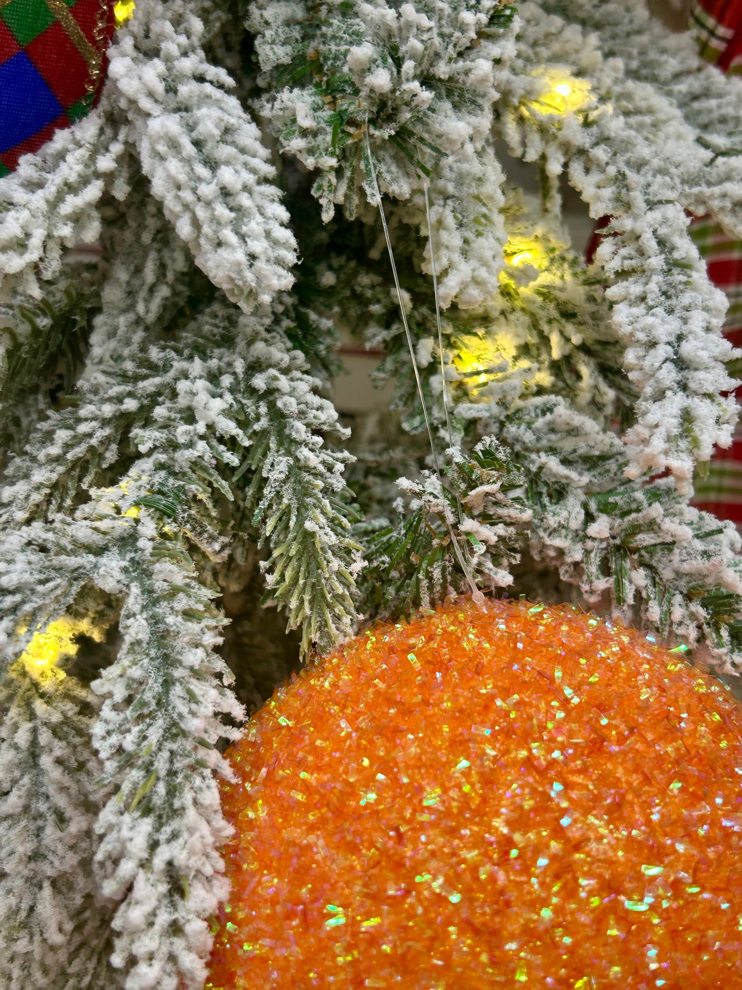 5 Inch Orange Foil Glitter Ball Ornament