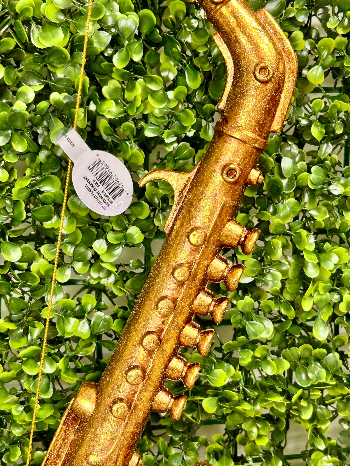 17 Inch Gold Gilded Plastic Saxophone Ornament