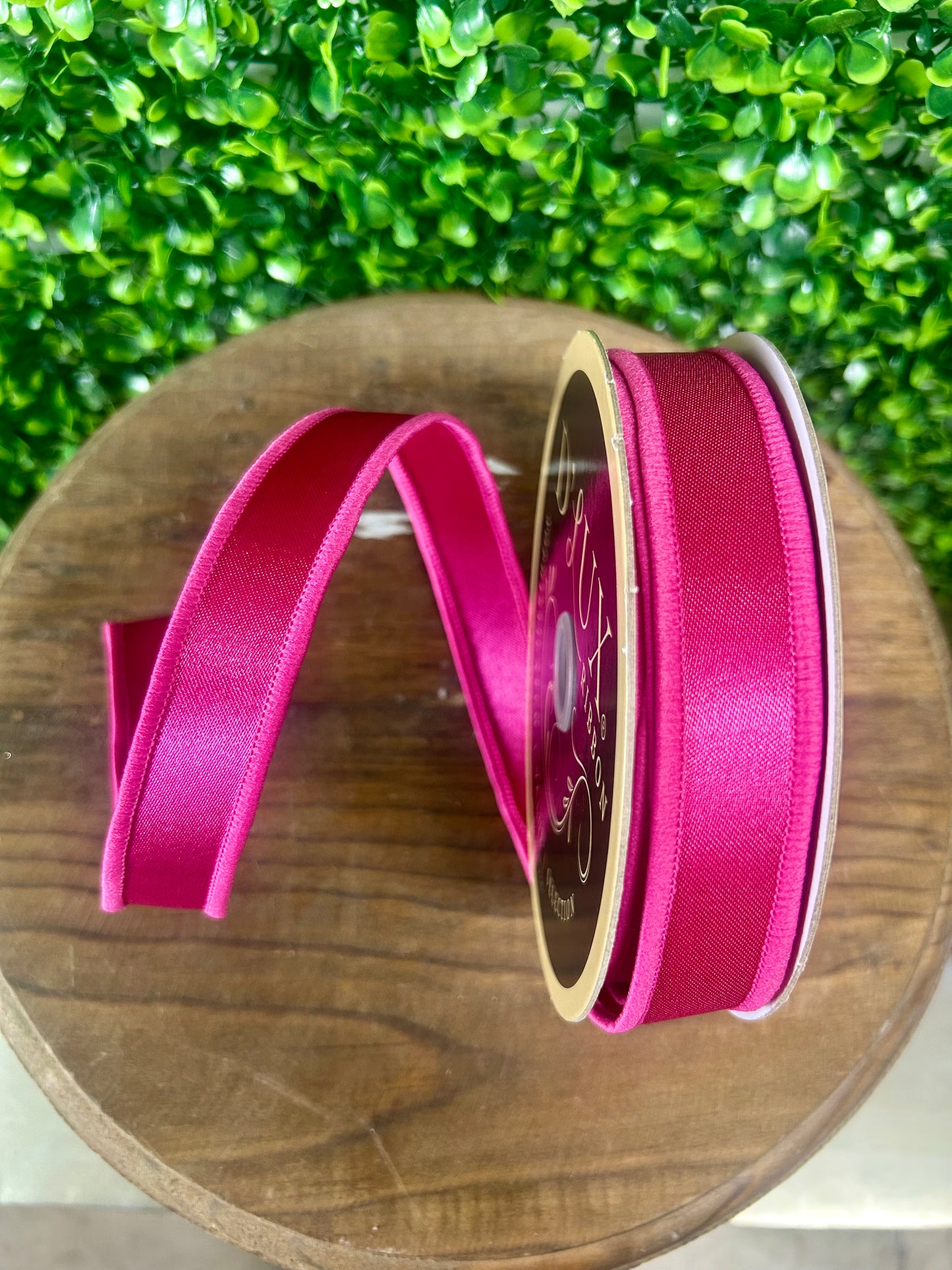 7/8 Inch By 10 Yard Hot Pink Satin Fused Ribbon
