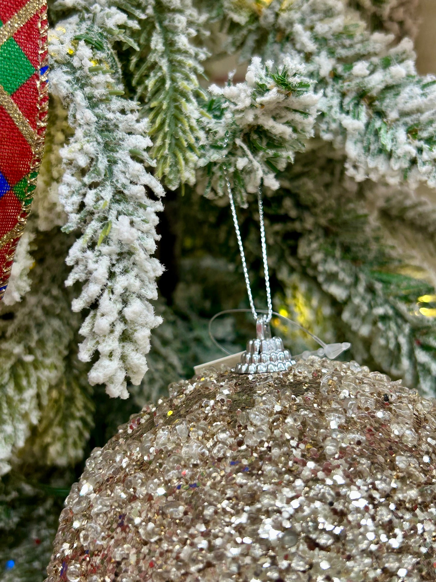 5 Inch Champagne Bead And Sequin Ball Ornament