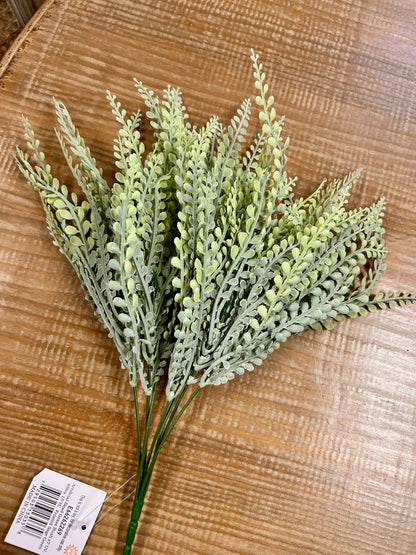 15 Inch Frosted Sage Green Bead Grass Bush