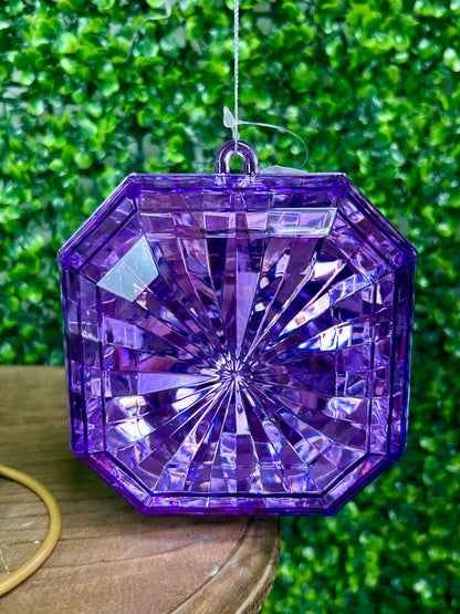 5 Inch Purple Acrylic Square Diamond Ornament
