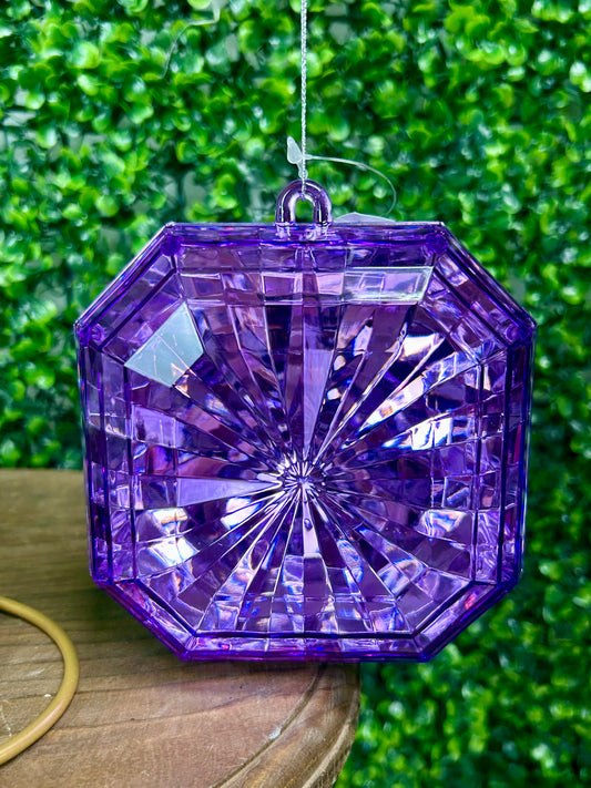 5 Inch Purple Acrylic Square Diamond Ornament