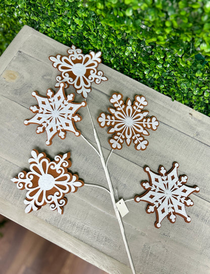 29 Inch Felt Gingerbread Snowflake Spray
