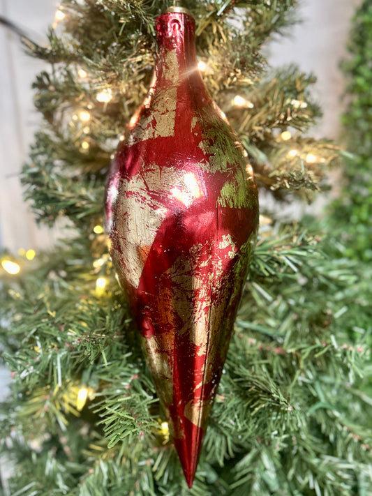 16 Inch Red And Gold Finial Ornament