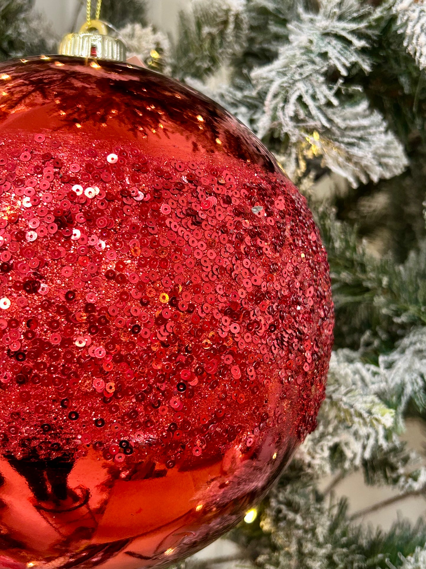 8 Inch Red Sequin Ball Ornament