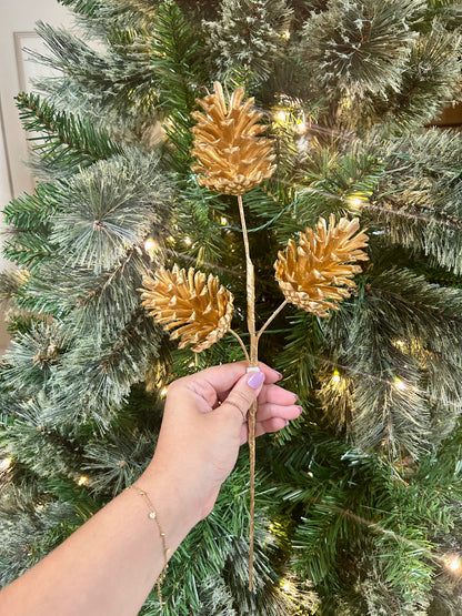 17 Inch Gold Artificial Pinecone Spray