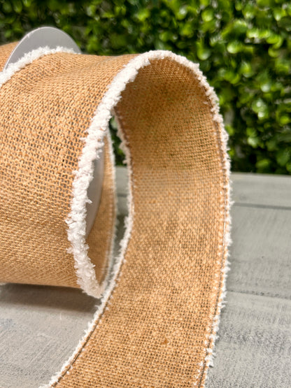 2.5 Inch By 10 Yard Faux Burlap With Snowdrift Ribbon
