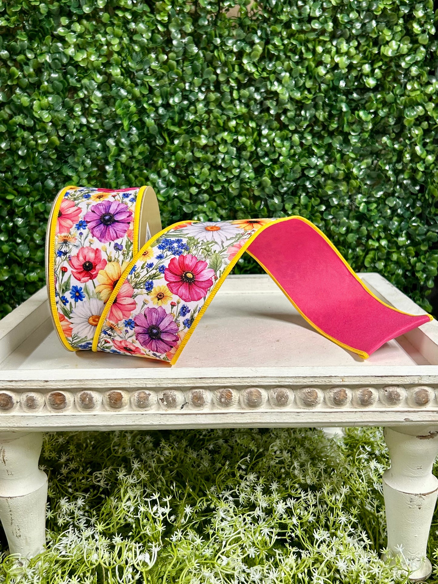 2.5 Inch By 10 Yard Mixed Wildflowers Ribbon