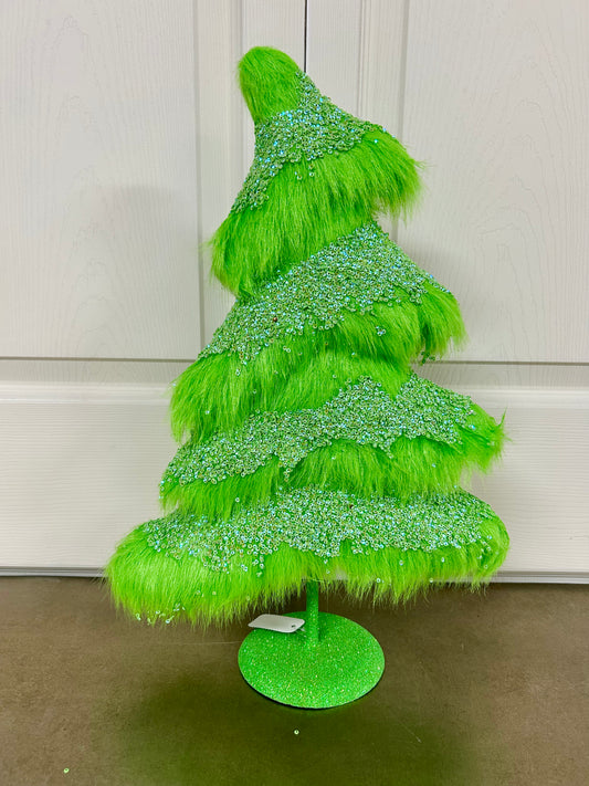 18.5 Inch Green Fabric Sequined Tree