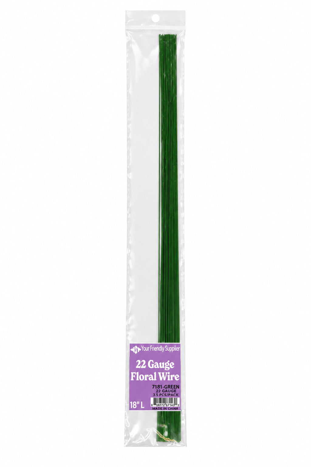 18 Inch Green 22 Gauge Floral Wire