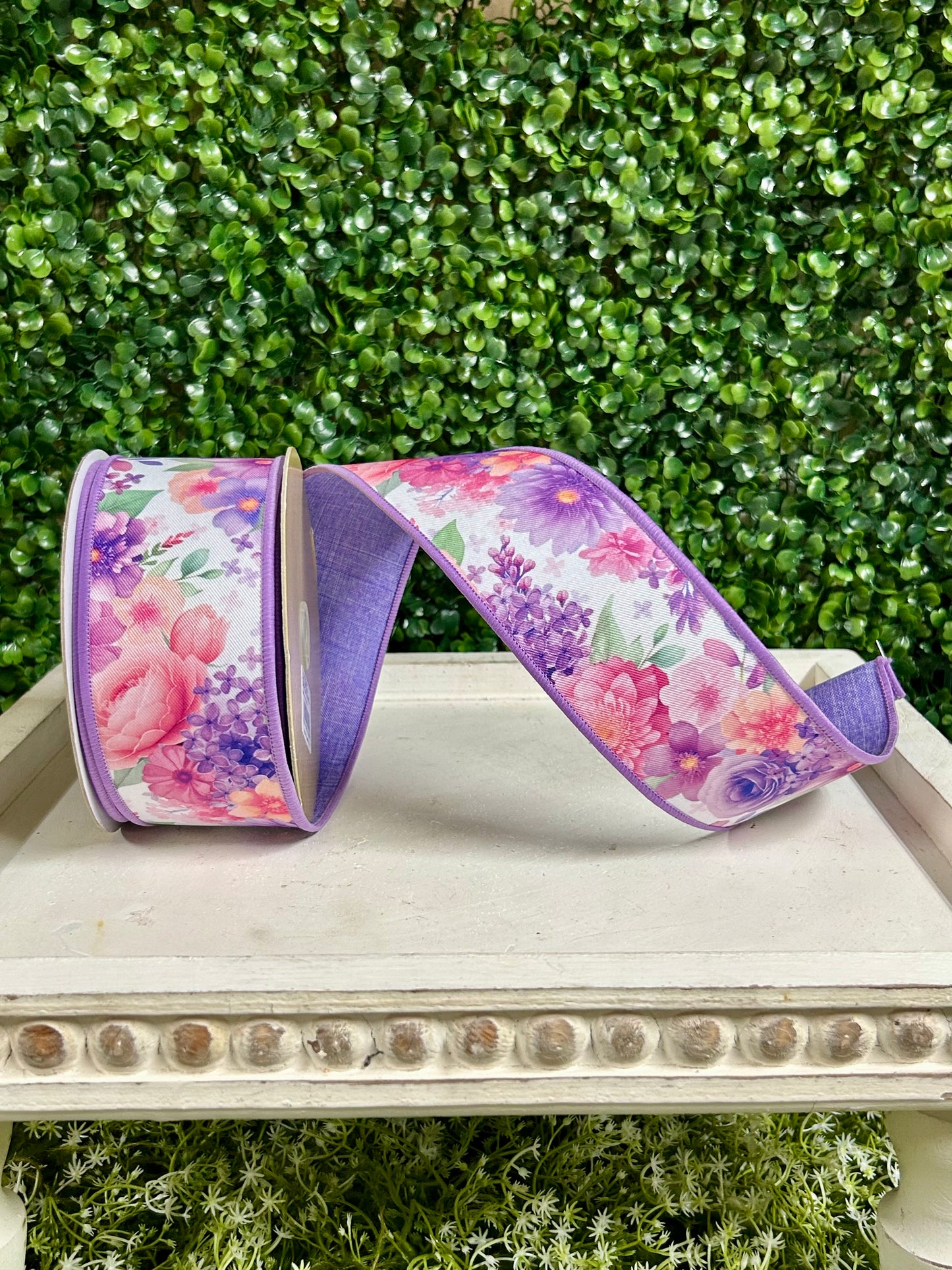 2.5 Inch By 10 Yard Watercolor Florals Ribbon