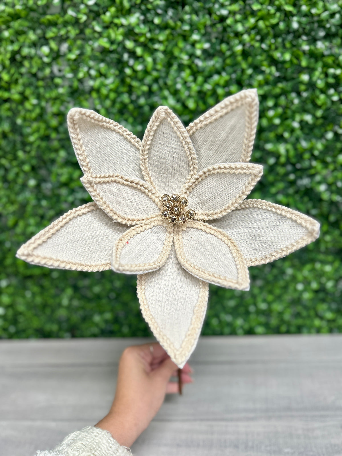 10 Inch Beige Poinsettia Spray