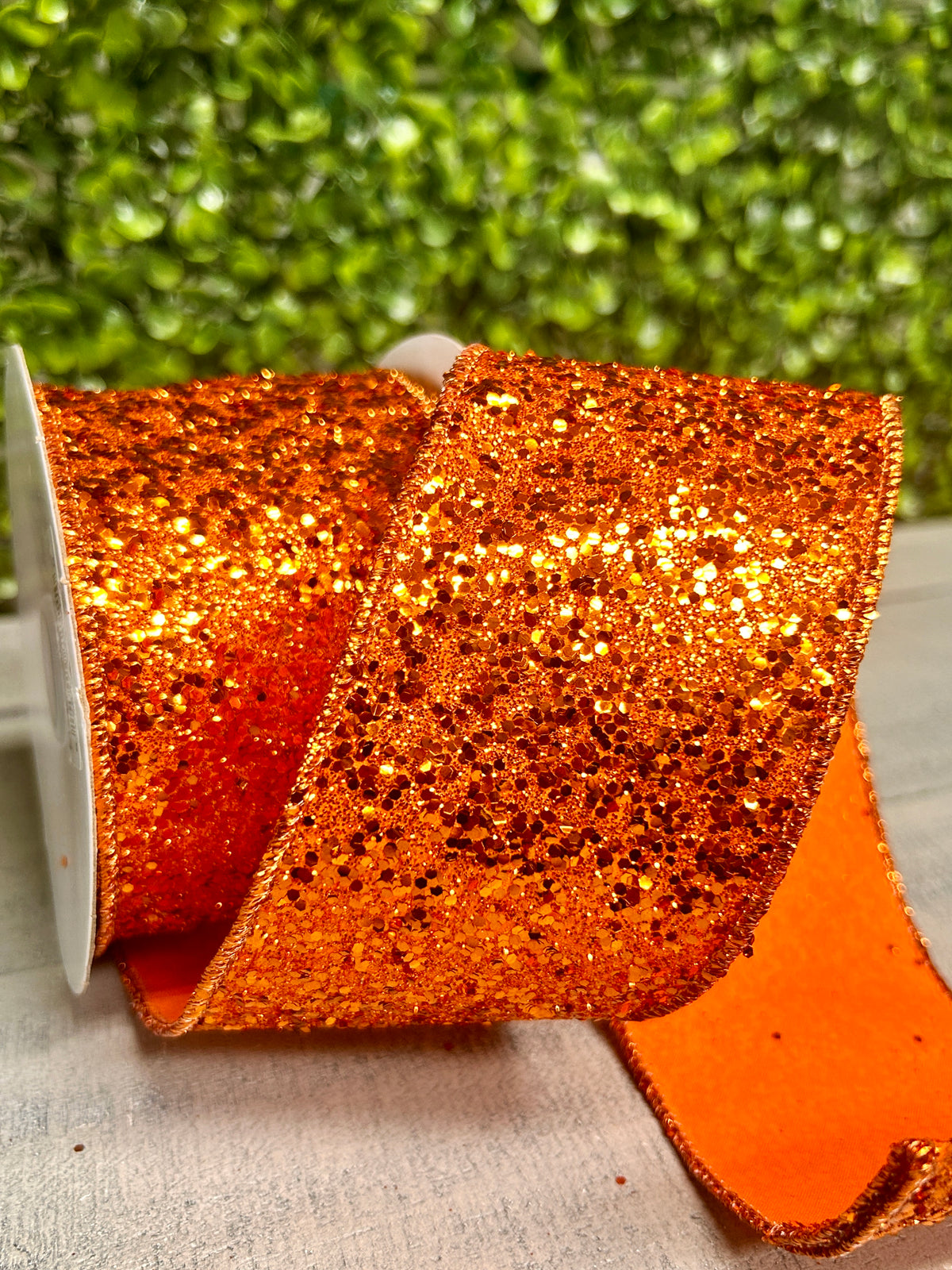 2.5 Inch By 10 Yard Orange Large Glitter Ribbon