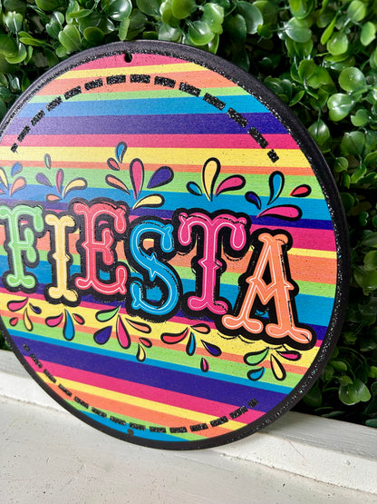 8 Inch Fiesta Metal Glitter Sign