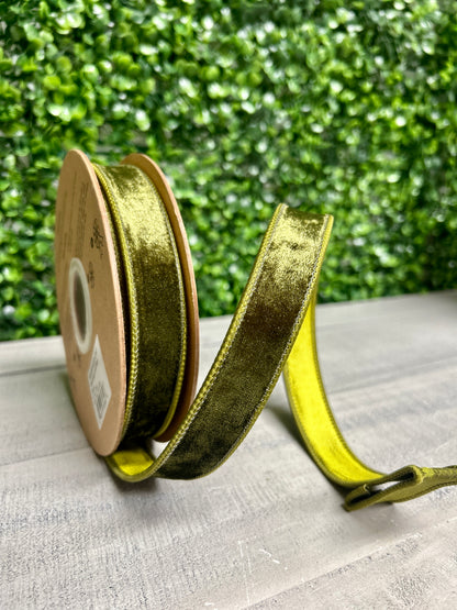 1 Inch By 10 Yard Moss Green Heritage Velvet Ribbon