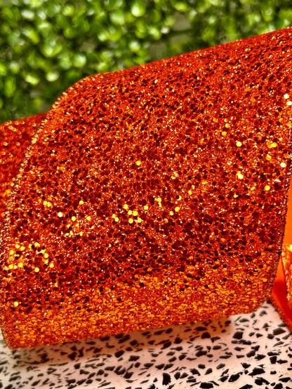 4 Inch By 10 Yard Orange Large Glitter